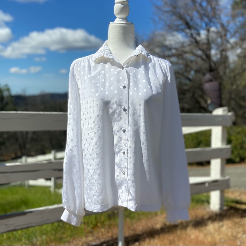 Vintage | Embossed Satin Button Down Blouse